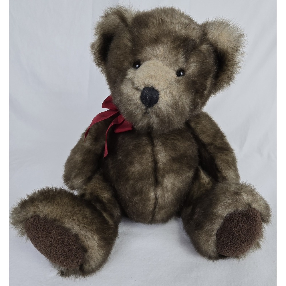 Vtg Russ Berrie Bear Plush DANNY Brown Stuffed‎ Animal 11" Made For Bombay Bow